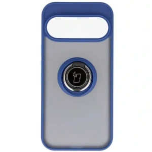 Etui z uchwytem na palec Bizon Case Hybrid Ring do Google Pixel 10 / 10 Pro przydymione z granatową ramką