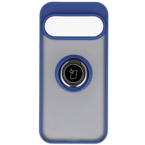 Etui z uchwytem na palec Bizon Case Hybrid Ring do Google Pixel 10 / 10 Pro przydymione z granatową ramką