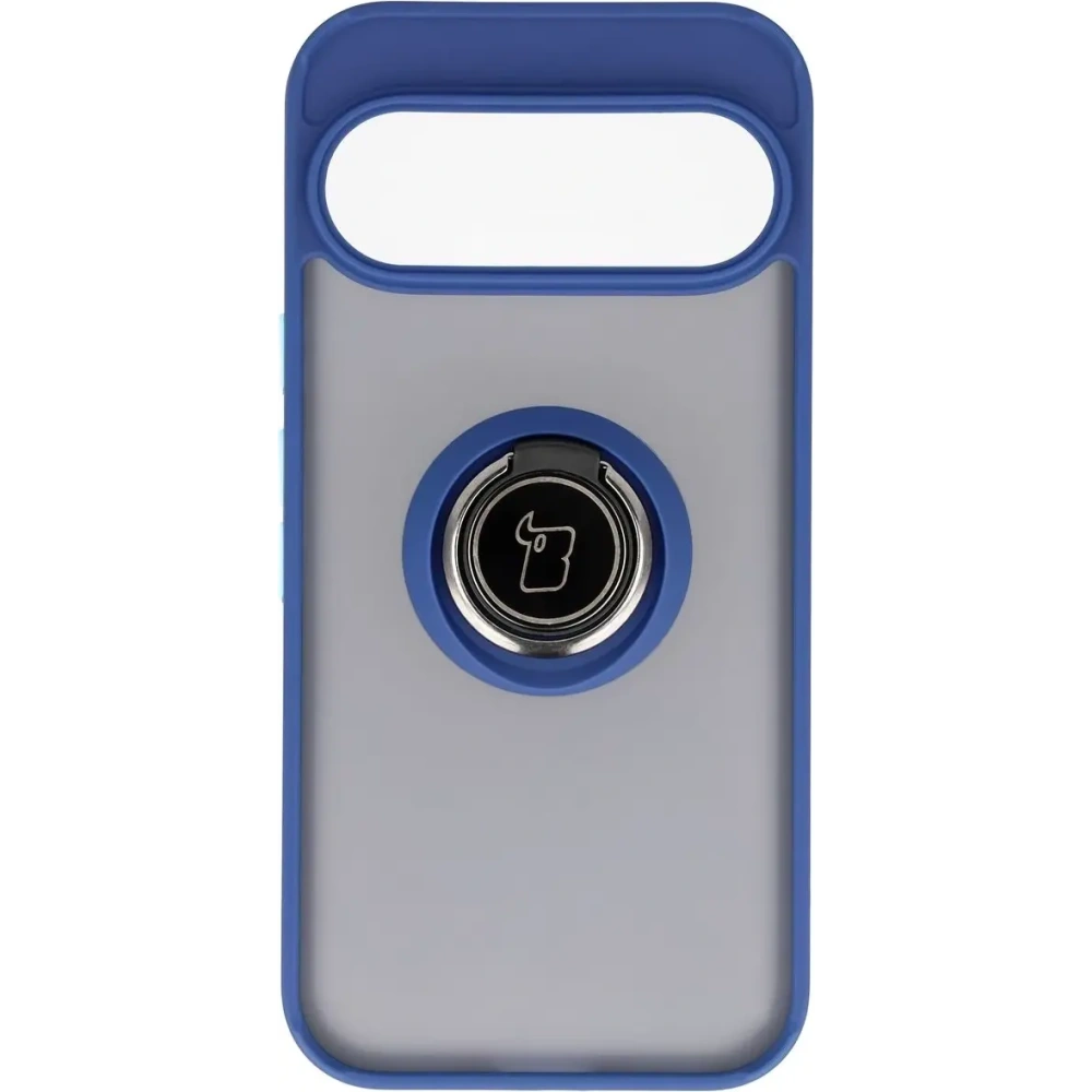 Etui z uchwytem na palec Bizon Case Hybrid Ring do Google Pixel 10 / 10 Pro przydymione z granatową ramką