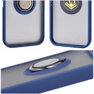Etui z uchwytem na palec Bizon Case Hybrid Ring do Google Pixel 10 / 10 Pro przydymione z granatową ramką