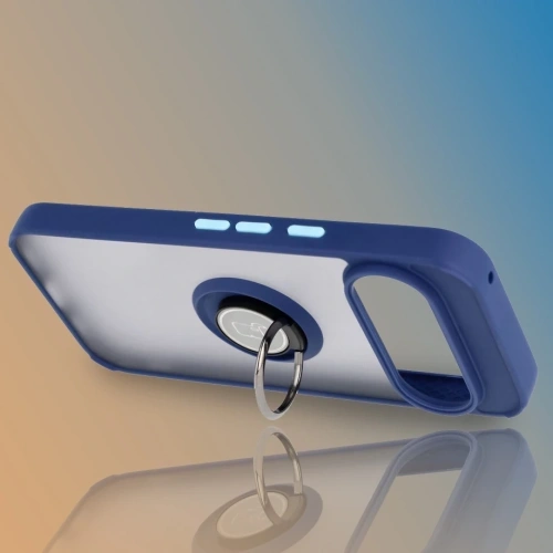 Etui z uchwytem na palec Bizon Case Hybrid Ring do Google Pixel 10 / 10 Pro przydymione z granatową ramką