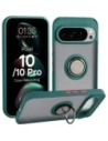 Etui z uchwytem na palec Bizon Case Hybrid Ring do Google Pixel 10 / 10 Pro przydymione z ciemnozieloną ramką