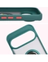 Etui z uchwytem na palec Bizon Case Hybrid Ring do Google Pixel 10 / 10 Pro przydymione z ciemnozieloną ramką