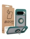 Etui z uchwytem na palec Bizon Case Hybrid Ring do Google Pixel 10 / 10 Pro przydymione z ciemnozieloną ramką