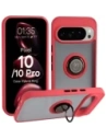 Etui z uchwytem na palec Bizon Case Hybrid Ring do Google Pixel 10 / 10 Pro przydymione z czerwoną ramką