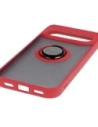Etui z uchwytem na palec Bizon Case Hybrid Ring do Google Pixel 10 / 10 Pro przydymione z czerwoną ramką