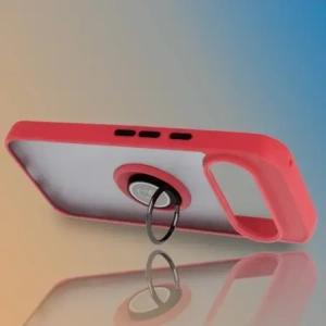 Etui z uchwytem na palec Bizon Case Hybrid Ring do Google Pixel 10 / 10 Pro przydymione z czerwoną ramką
