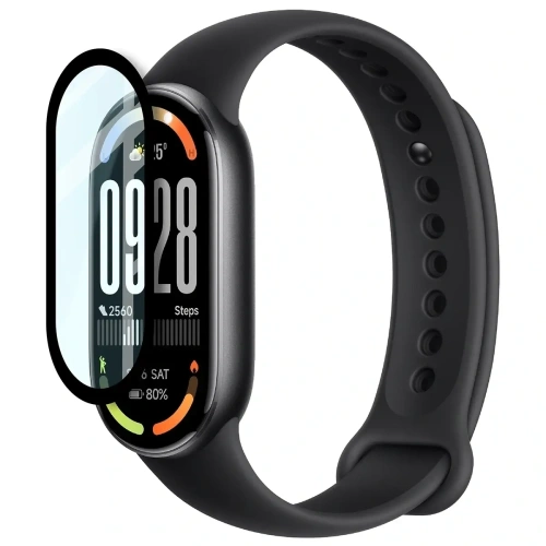 Szkło hybrydowe Bizon Glass Watch Edge Hybrid dla Xiaomi Smart Band 10 czarne