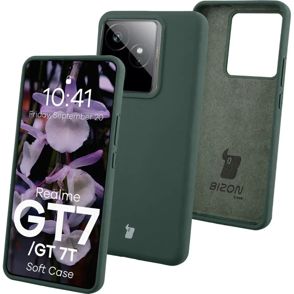 Silikonowe etui Bizon Soft Case do Realme GT 7 / 7T ciemnozielone