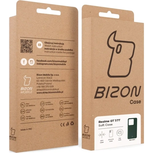 Silikonowe etui Bizon Soft Case do Realme GT 7 / 7T ciemnozielone