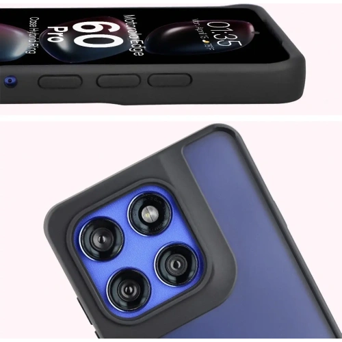 Etui z uchwytem na palec Bizon Case Hybrid Ring do Motorola Edge 60 Pro przydymione z czarną ramką