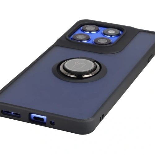 Etui z uchwytem na palec Bizon Case Hybrid Ring do Motorola Edge 60 Pro przydymione z czarną ramką