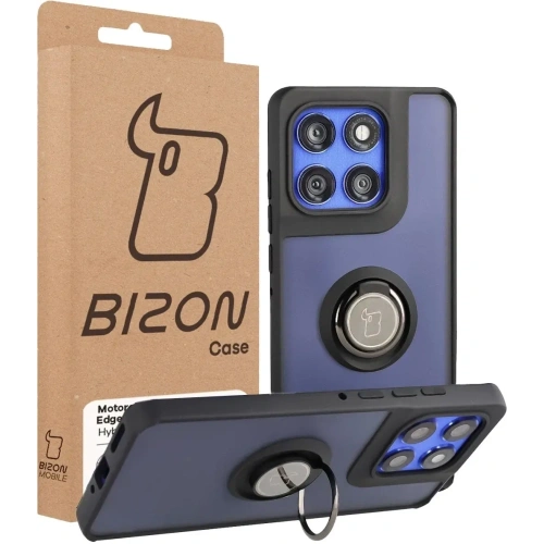 Etui z uchwytem na palec Bizon Case Hybrid Ring do Motorola Edge 60 Pro przydymione z czarną ramką
