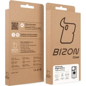 Etui z uchwytem na palec Bizon Case Hybrid Ring do Motorola Edge 60 Pro przydymione z czarną ramką