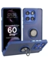 Etui z uchwytem na palec Bizon Case Hybrid Ring do Motorola Edge 60 Pro przydymione z granatową ramką