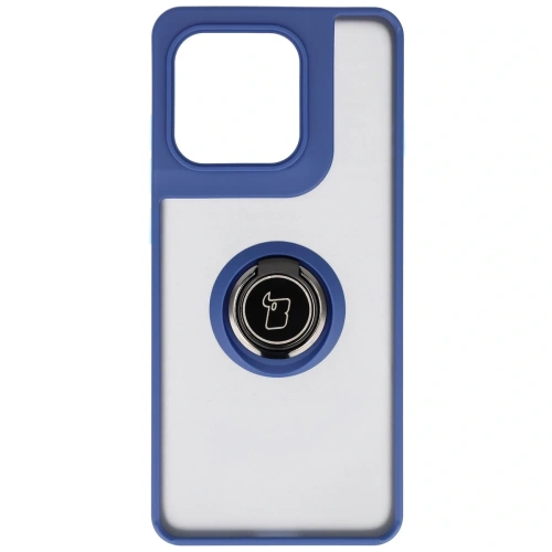 Etui z uchwytem na palec Bizon Case Hybrid Ring do Motorola Edge 60 Pro przydymione z granatową ramką