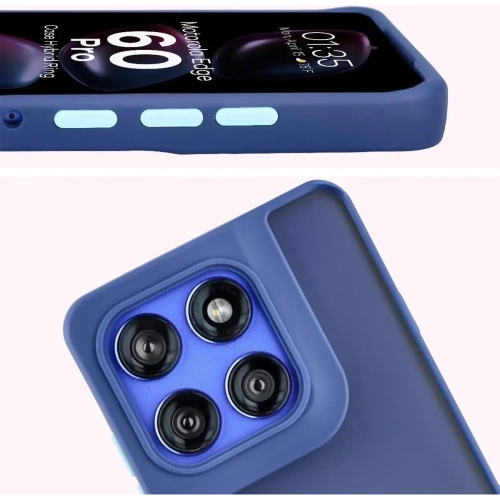 Etui z uchwytem na palec Bizon Case Hybrid Ring do Motorola Edge 60 Pro przydymione z granatową ramką