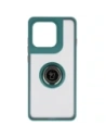 Etui z uchwytem na palec Bizon Case Hybrid Ring do Motorola Edge 60 Pro przydymione z ciemnozieloną ramką