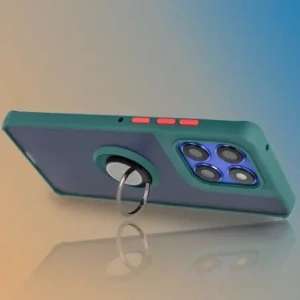 Bizon Case Hybrid Ring Motorola Edge 60 Pro rauchgrau mit dunklem grünen Rahmen