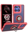 Etui z uchwytem na palec Bizon Case Hybrid Ring do Motorola Edge 60 Pro przydymione z czerwoną ramką