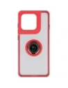 Etui z uchwytem na palec Bizon Case Hybrid Ring do Motorola Edge 60 Pro przydymione z czerwoną ramką