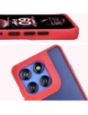 Etui z uchwytem na palec Bizon Case Hybrid Ring do Motorola Edge 60 Pro przydymione z czerwoną ramką