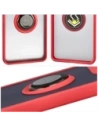 Etui z uchwytem na palec Bizon Case Hybrid Ring do Motorola Edge 60 Pro przydymione z czerwoną ramką