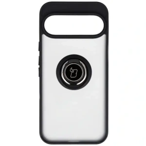 Etui z uchwytem na palec Bizon Case Hybrid Ring do Google Pixel 10 Pro XL przydymione z czarną ramką