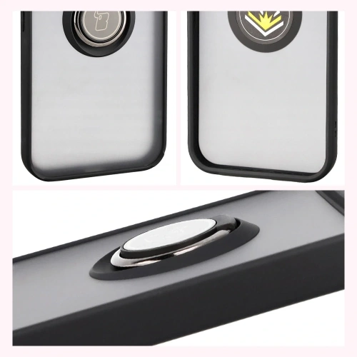 Etui z uchwytem na palec Bizon Case Hybrid Ring do Google Pixel 10 Pro XL przydymione z czarną ramką