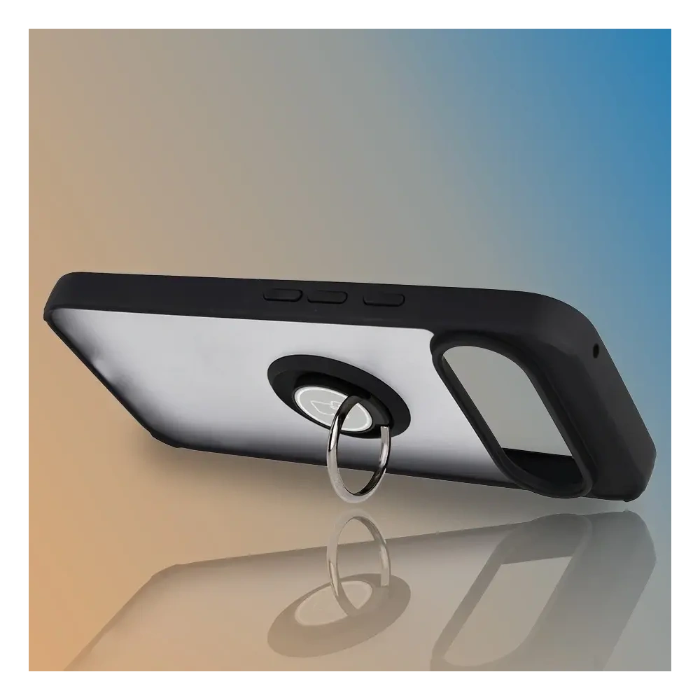Etui z uchwytem na palec Bizon Case Hybrid Ring do Google Pixel 10 Pro XL przydymione z czarną ramką
