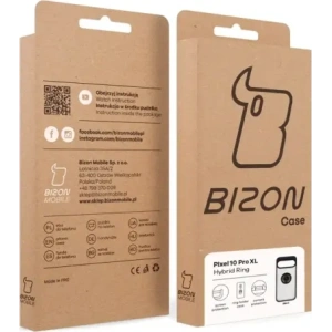 Etui z uchwytem na palec Bizon Case Hybrid Ring do Google Pixel 10 Pro XL przydymione z czarną ramką