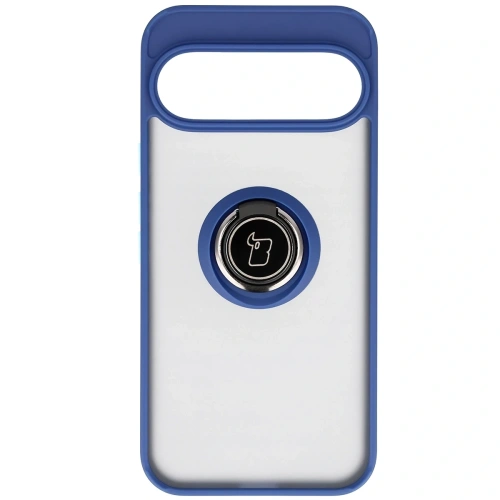 Etui z uchwytem na palec Bizon Case Hybrid Ring do Google Pixel 10 Pro XL przydymione z granatową ramką