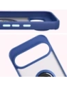 Etui z uchwytem na palec Bizon Case Hybrid Ring do Google Pixel 10 Pro XL przydymione z granatową ramką
