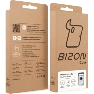 Etui z uchwytem na palec Bizon Case Hybrid Ring do Google Pixel 10 Pro XL przydymione z granatową ramką