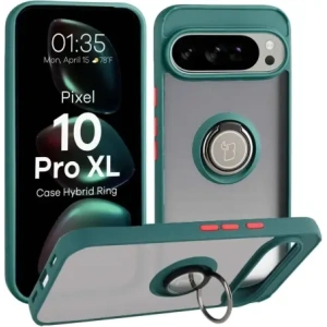 Bizon tok hibrid gyűrű Google Pixel 10 Pro XL füstös sötétzöld kerettel
