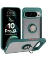 Etui z uchwytem na palec Bizon Case Hybrid Ring do Google Pixel 10 Pro XL przydymione z ciemnozieloną ramką