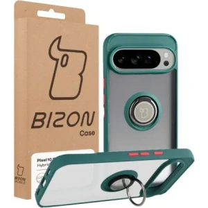 Bizon tok hibrid gyűrű Google Pixel 10 Pro XL füstös sötétzöld kerettel