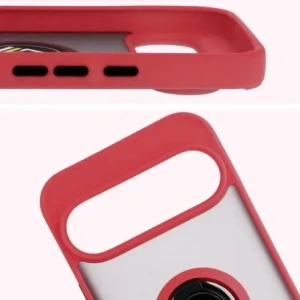 Etui z uchwytem na palec Bizon Case Hybrid Ring do Google Pixel 10 Pro XL przydymione z czerwoną ramką