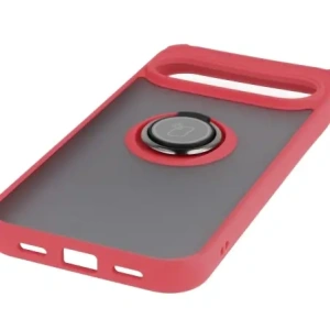Etui z uchwytem na palec Bizon Case Hybrid Ring do Google Pixel 10 Pro XL przydymione z czerwoną ramką