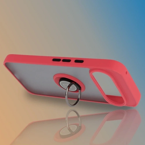 Etui z uchwytem na palec Bizon Case Hybrid Ring do Google Pixel 10 Pro XL przydymione z czerwoną ramką