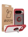 Etui z uchwytem na palec Bizon Case Hybrid Ring do Google Pixel 10 Pro XL przydymione z czerwoną ramką