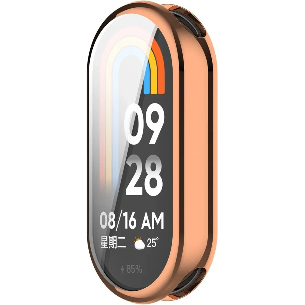 Etui z osłoną ekranu Bizon Case Watch Felipe do Xiaomi Smart Band 10 różowozłote