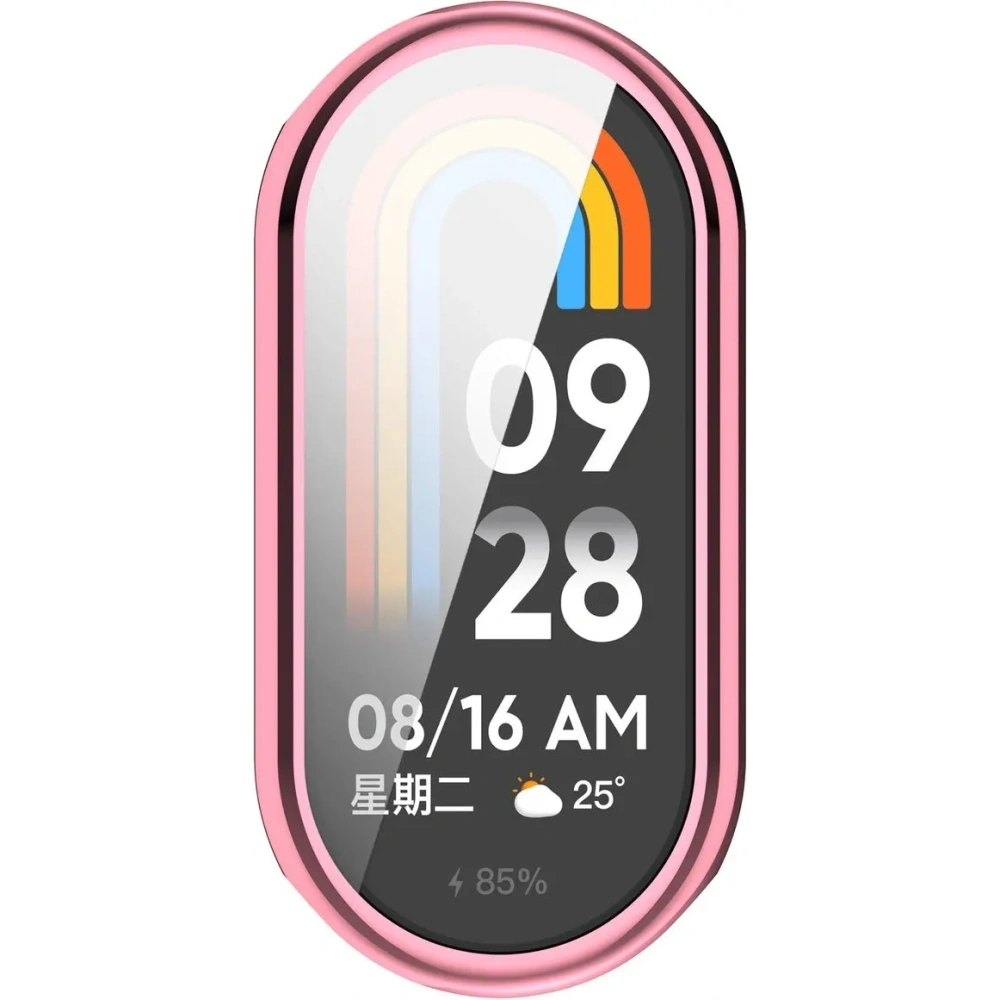 Etui z osłoną ekranu Bizon Case Watch Felipe do Xiaomi Smart Band 10 różowe