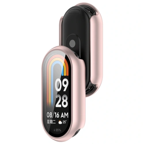 Etui ze szkłem do zegarka Bizon Case+Glass Watch do Xiaomi Smart Band 10 jasnoróżowe
