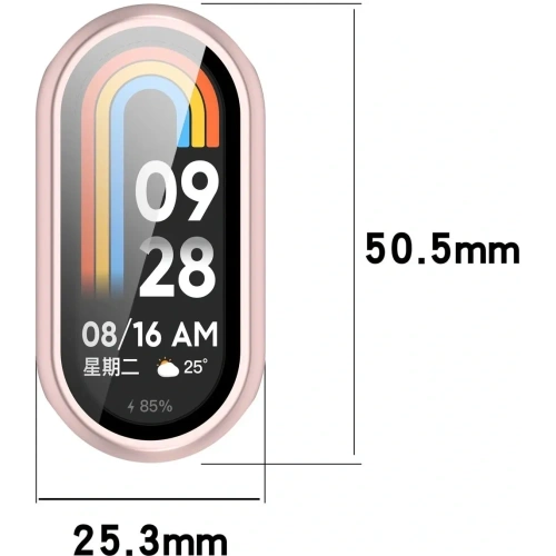 Etui ze szkłem do zegarka Bizon Case+Glass Watch do Xiaomi Smart Band 10 jasnoróżowe