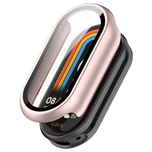 Etui ze szkłem do zegarka Bizon Case+Glass Watch do Xiaomi Smart Band 10 jasnoróżowe