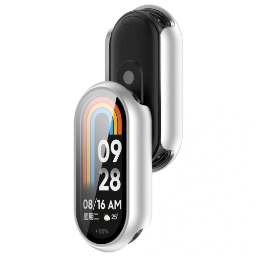 Etui ze szkłem do zegarka Bizon Case+Glass Watch do Xiaomi Smart Band 10 srebrne