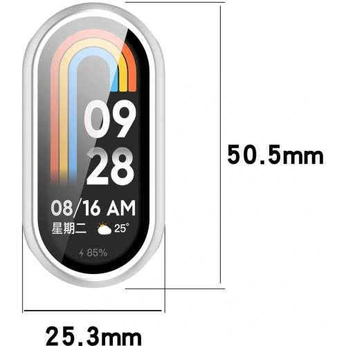 Etui ze szkłem do zegarka Bizon Case+Glass Watch do Xiaomi Smart Band 10 srebrne