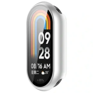 Etui ze szkłem do zegarka Bizon Case+Glass Watch do Xiaomi Smart Band 10 srebrne