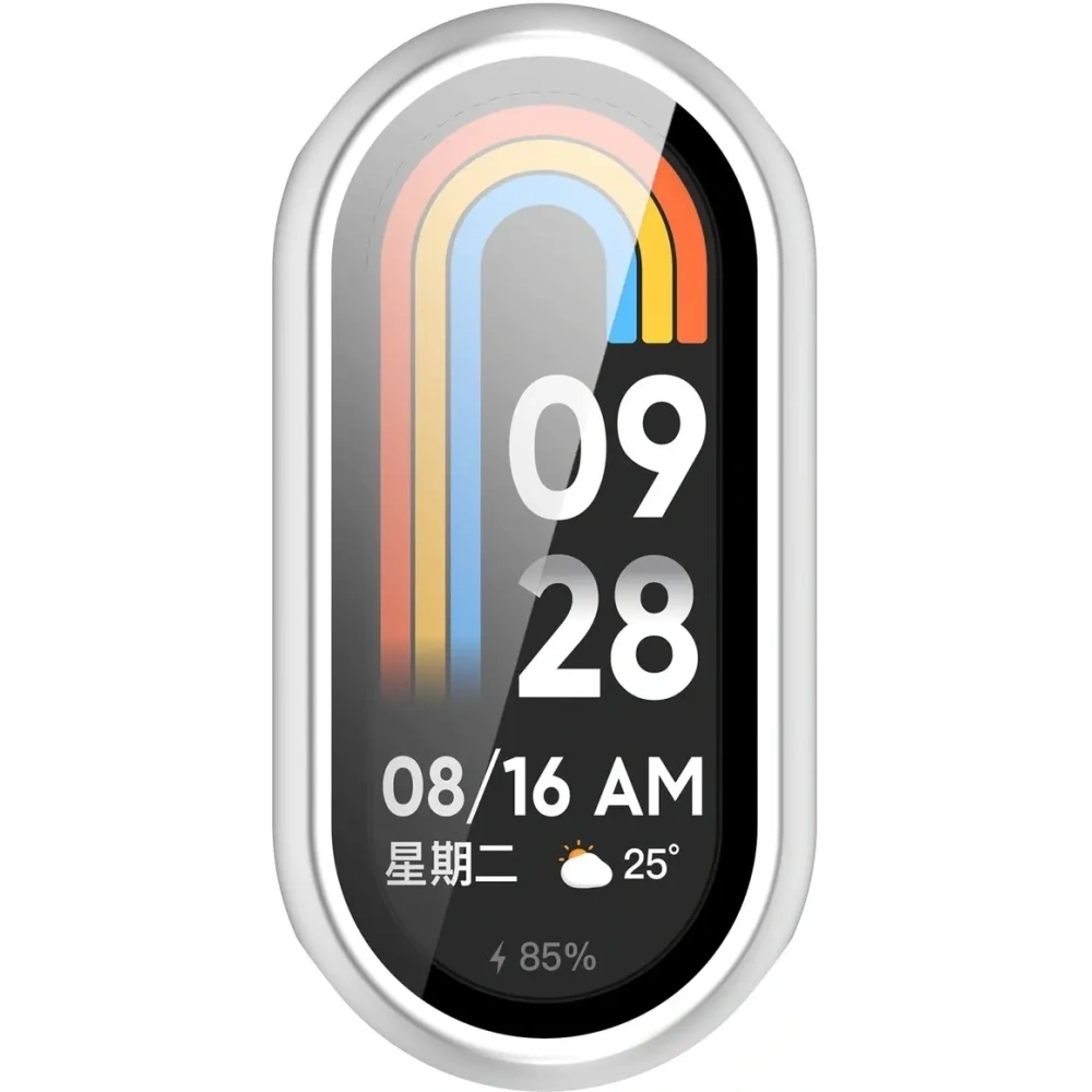 Etui ze szkłem do zegarka Bizon Case+Glass Watch do Xiaomi Smart Band 10 srebrne